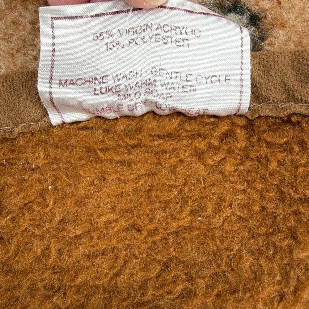 Biederlack Blanket Large Brown Dancing Teddy Bears Reversible Throw Vintage USA